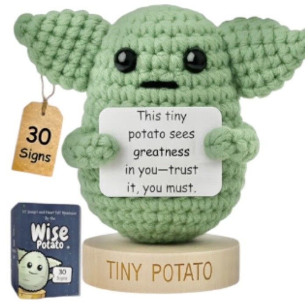 Funny Chrochet Tiny Potato with 30 Sassy Affirmations Heartfelt Messages Gift